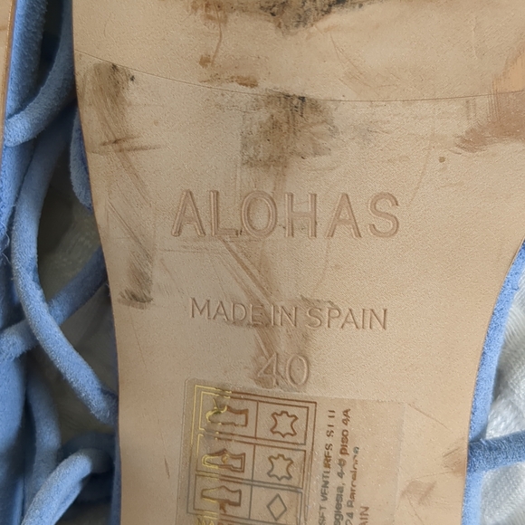 Alohas Paloma Suede Sandals Gladiator Sz 10 US 40 EU Cornflower Blue - Picture 11 of 11